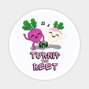 Turnip the Beet Food Pun with Boom Box Magnet